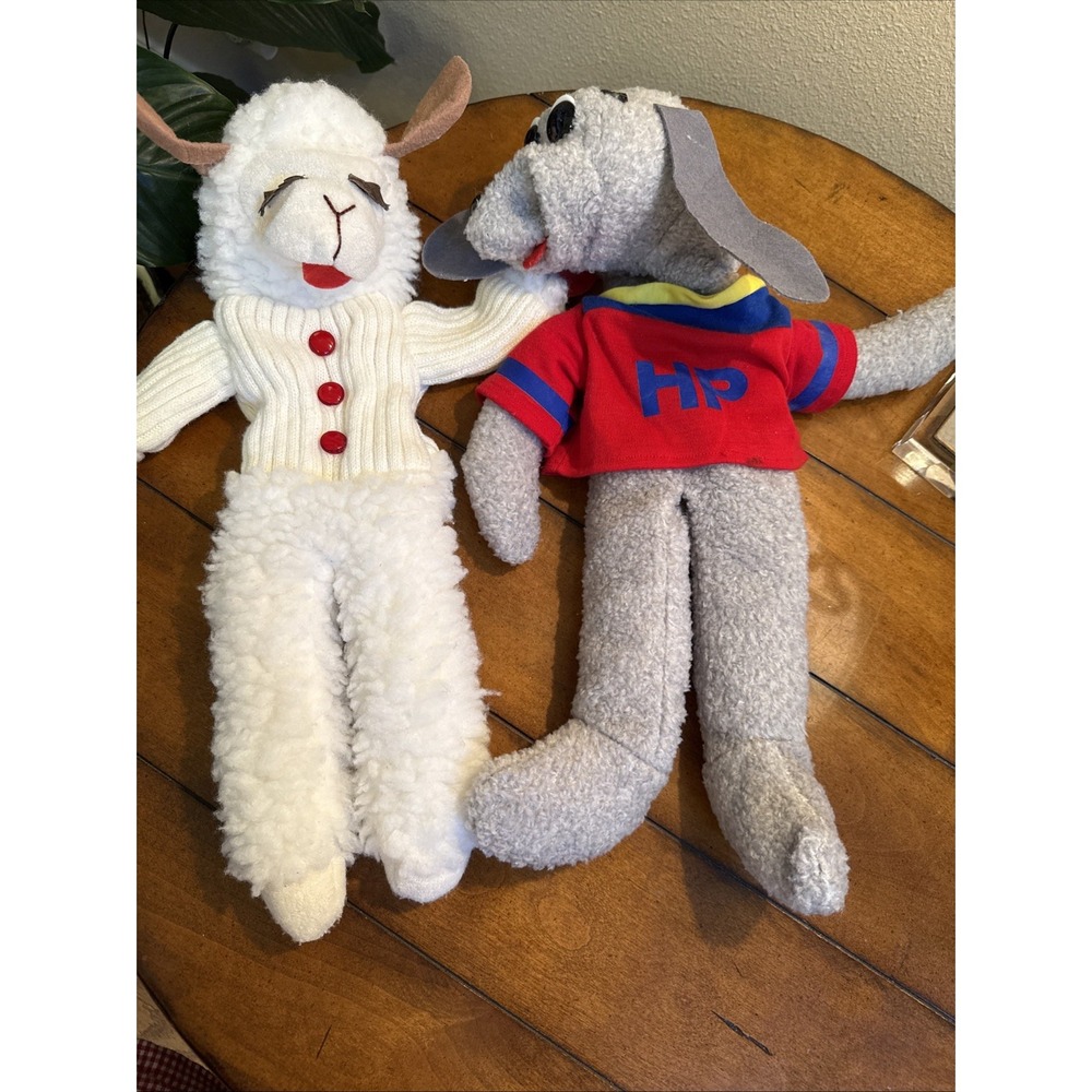 Vintage 1992 Shari Lewis Lamb Chop & Hush Puppy 18" Plush Hand Puppet Set